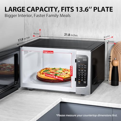 ML-EM45PIT(SS) Countertop Microwave Oven with Inverter Technology, Kitchen Essentials, Smart Sensor, Auto Defrost, 1.6 Cu.ft, 13.6" Removable Turntable, 33lb.&1250W, Stainless Steel (Inverter-1.6 Cu.Ft.)