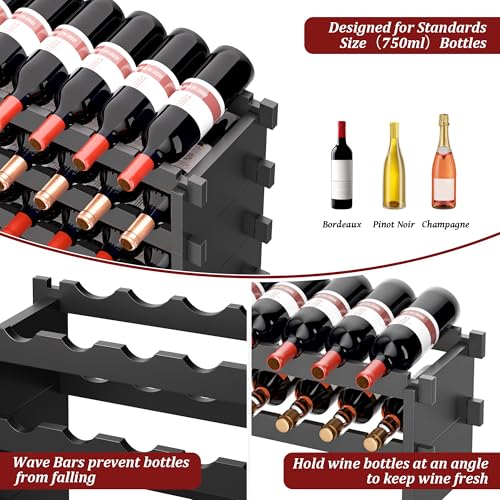 Bamboo Stackable Wine Rack (Black / 8-Tier)