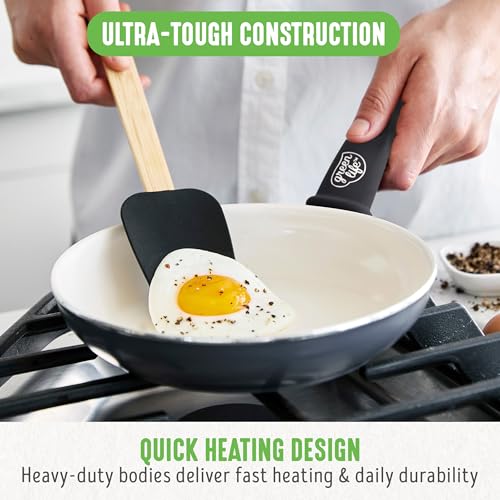 Soft Grip 8” Frypan Skillet and Spatula Breakfast Cookware Set (8" Frypan + Spatula / Black)