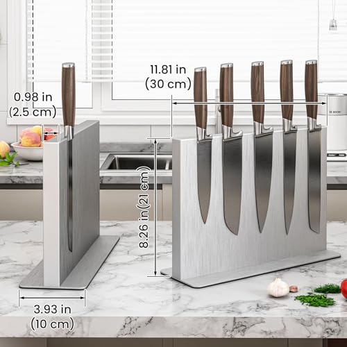 Stainless Steel Magnetic Knife Holder (11.6x8.2 inch Silver)