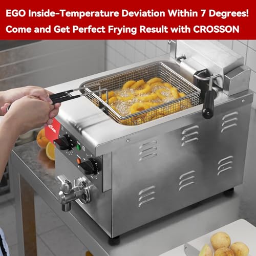 8L Countertop Electric Deep Fryer with Draining Valve (Single Tank,8L)