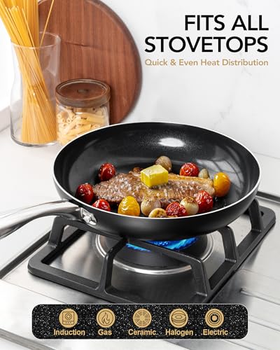 12 Inch Nonstick Frying Pan with Lid (Black / 12 inch)