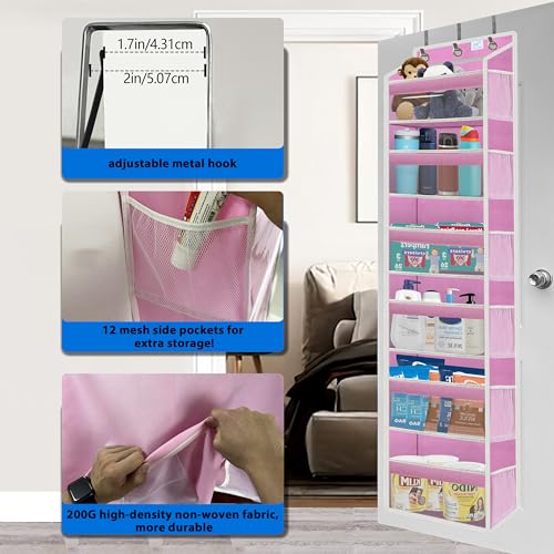 Over the Door Organizer Storage 6 Tier (over door organizer-Pink)