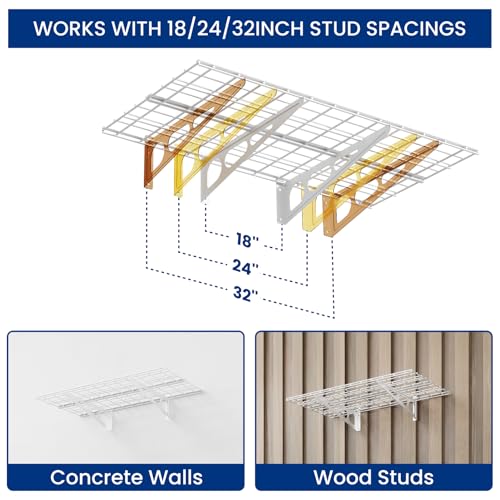 2 Pack 2x4ft Garage Shelving with Hooks (White / 2 pack-2x4 ft w/hooks)