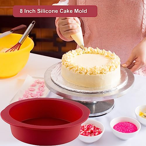 8 inch Silicone Round Cake Pans Set of 3 (8 Inch 3PCS)