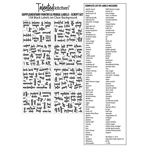 158 Food Container Labels (Black, Clear / Varies)