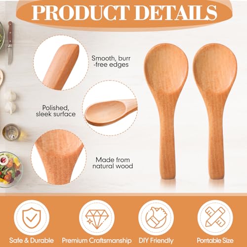 200 Pcs Small Wooden Spoons (Light Brown)