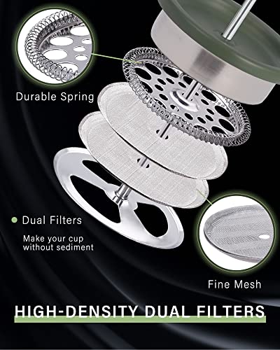 POLIVIAR French Press Coffee Maker (Green / 12 oz)