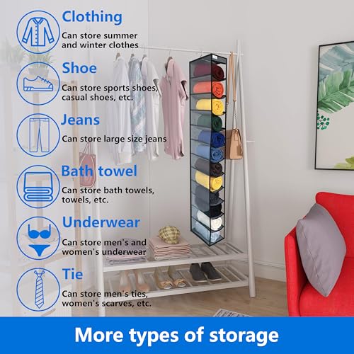 Closet Organization (Grey/Black / New improved-12 Pocket)