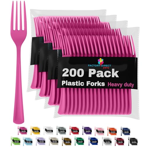 Hot Pink Disposable Plastic Forks (Cerise / Forks)