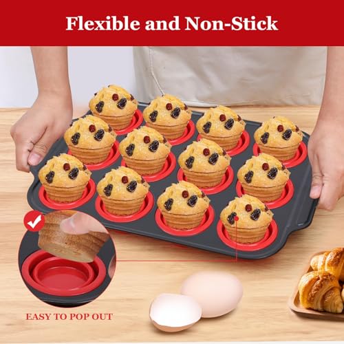 Silicone Muffin Pan (12 Cups Red)