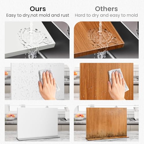 White Magnetic Knife Block Stainless Steel Magnetic Knife Holder (11.6x8.2 inch White)