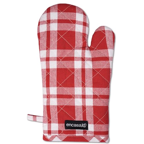 Oven Mitts Heat Resistant Kitchen Gloves (Oven Gloves / Franca Red Checks)