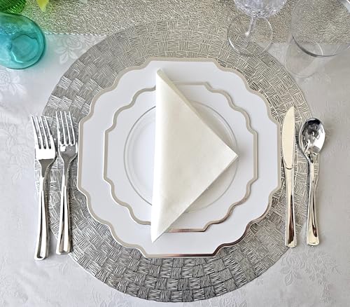 OCCASIONS " 200 Piece set (200 Piece (25 Guest) / I. Imperial White & Silver Rim)