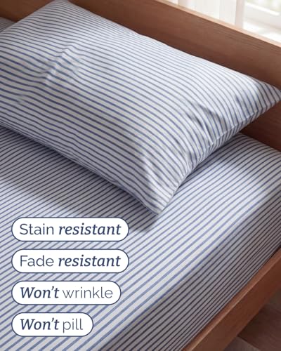 Twin Size 3 Piece Sheet Set (43 - Blue Stripes 2 / Twin)