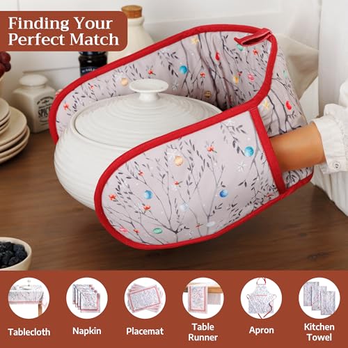 Double Oven Mitts 100% Cotton Double Oven Glove (111 - Fairy Christmas / 7" x 35" (Double Oven Mitt))