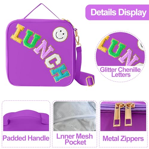 Insulated Lunch Bag With Adjustable Shoulder Strap (Dark Purple)