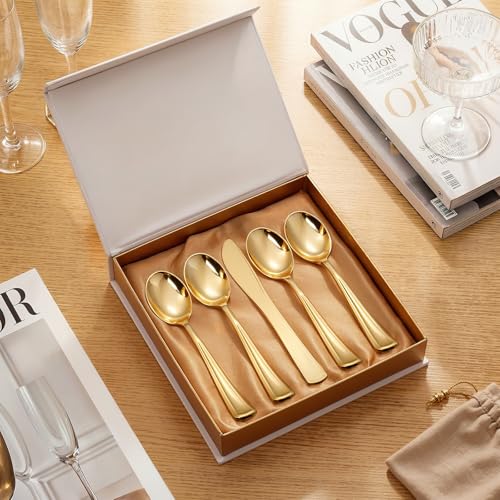 200 Pack Gold Plastic Spoons (Spoon Gold)