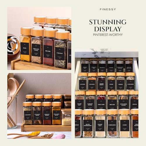 Thick Glass Spice Jars With Bamboo Lids 4 oz