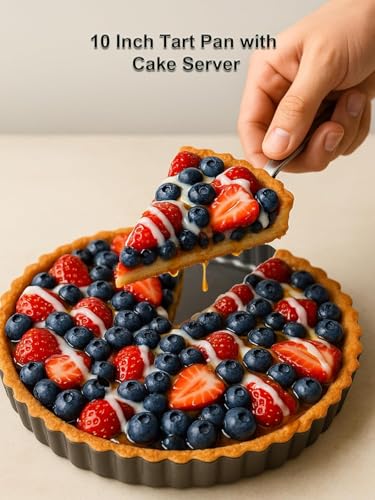 10 Inch Round Quiche Pans with Pie Server. Removable Bottom (10IN*1.2IN)