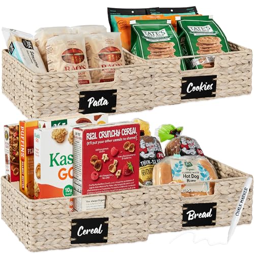 Set of 4 13x12in Water Hyacinth Pantry Baskets (13x12x5in / White)