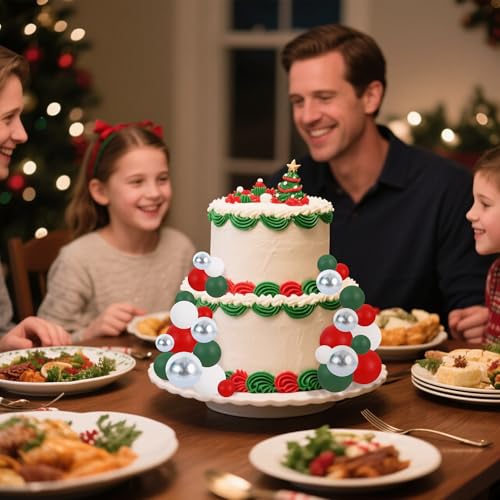 40 Pcs Ball Cake Toppers Red Green White Silver Sticks Foam Balls DIY Cake Topper Insert Balls Cake Decorations for Baking Christmas Party Decorations (40-red Green White Silver)