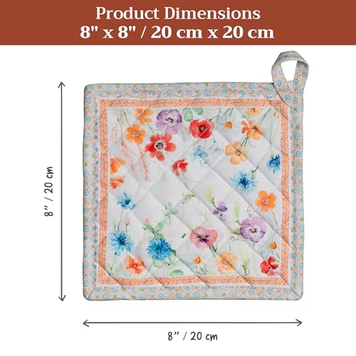 Pot Holders 100% Cotton Potholders (039 - Summer Whisper / 8" x 8" (Pot Holder Pack of 1))