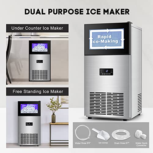 130LBS 24H Commercial Ice Maker Machine with 35LBS Capacity