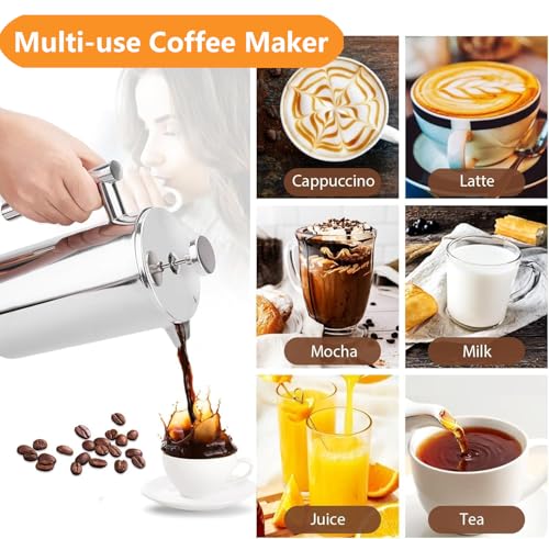 12 oz 350 ml Stainless Steel French Press Coffee Maker (12 oz / Silver)
