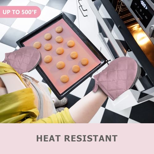 1 Pair Short Oven Mitts (Pink)