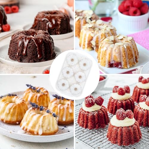 3 Inch Mini Fluted Tube Cake Pans for Baking with Metal Reinforced Frame (Mini Creamy: 1 pc)