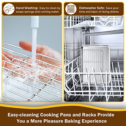 Stainless Steel Baking Cookie Sheet Pan with Rack Set (9 Inch)