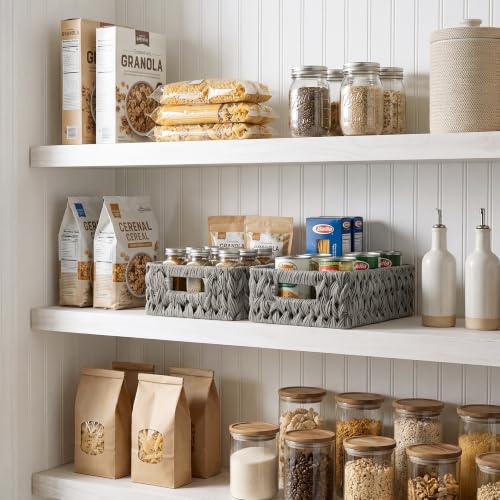 Wicker Baskets for Storage (Gray / 11¼"L x 7½"W x 3½"H)