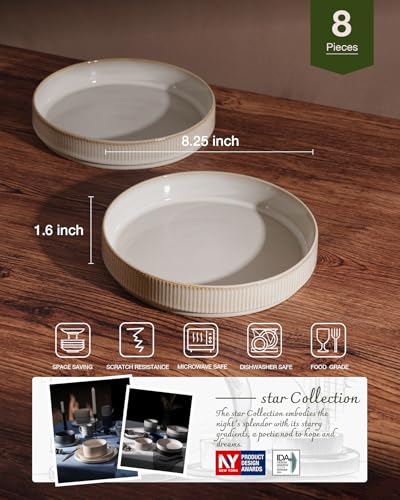 Star 8.25" Pasta Bowls Set of 8 (Cappuccino White / 8 Pcs)