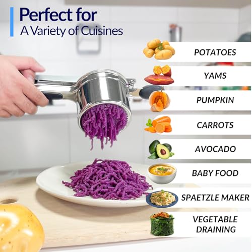 Potato Ricer 15oz Stainless Steel Ricer for Mashed Potatoes