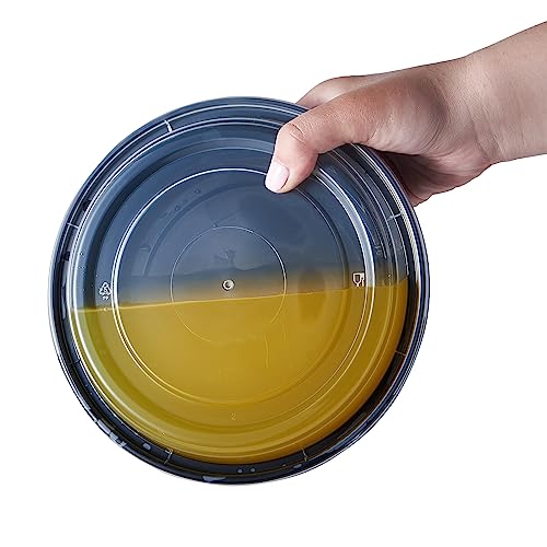 24 oz 150 ct Round Meal Prep Food Storage Containers with Lids To Go Plastic Lunch Plan Box Disposable Take Out Bowls Black BPA Free Reusable Durable Stackable Microwave Freezer Dishwasher Safe (24R-150)