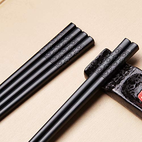 5 Pairs Premium Reusable Chopsticks (Black)