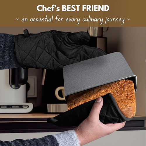 Pot Holders and Oven Mitts Sets for Kitchen Heat Resistant (Black)