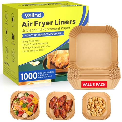 1000Pcs 8" Square Air Fryer Liners Disposable for 5 (8" Square)