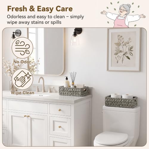 Wicker Baskets for Storage (Gray / 11¼"L x 7½"W x 3½"H)