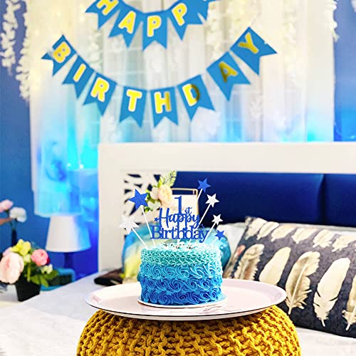 Royal Blue 1st Birthday Cake Topper (7 Count)