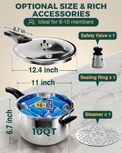Stainless Steel Pressure Cooker (10.6 Quarts)