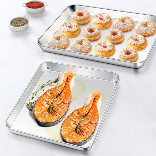 13x9 Inches Stainless Steel Quarter Sheet Pan Set of 3 (12.4x9.7x1)