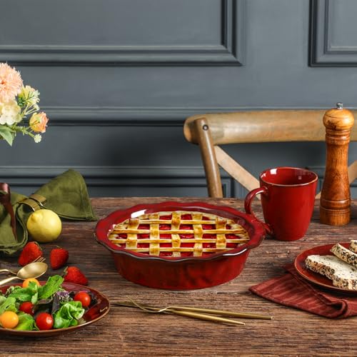 Ceramic Pie Pan for Baking (Cherry Red)