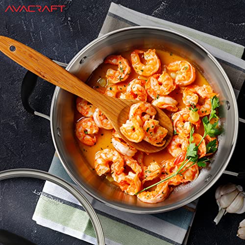 9 Inch 18 10 Stainless Steel Everyday Pan with Glass Lid (4.8 Quarts)