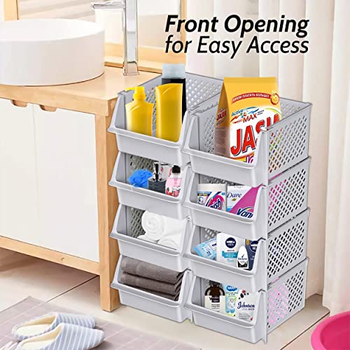 Stackable Storage Bins Open Front for Pantry Storage (4 Count)