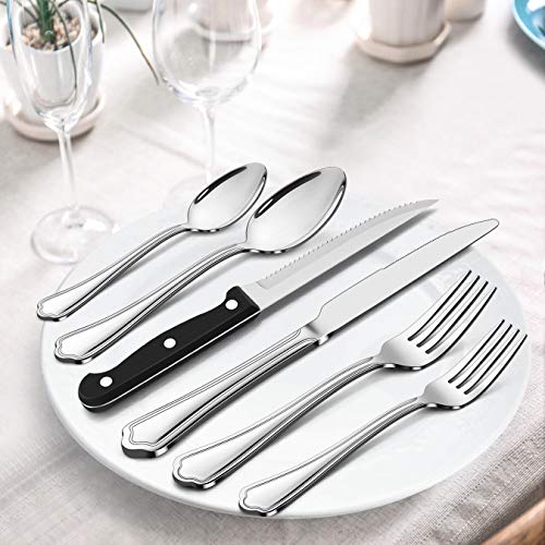 65 Piece Silverware Flatware Set for 10 (Scalloped Edge)
