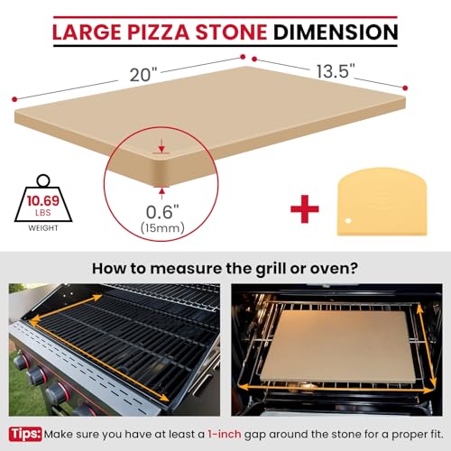 20 x 13.5 Inch Extra Large Pizza Stone for Oven and Grill
