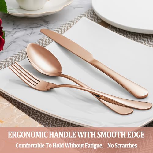 30 Pcs Rose Gold Silverware Set Service for 6 (Rose Gold)