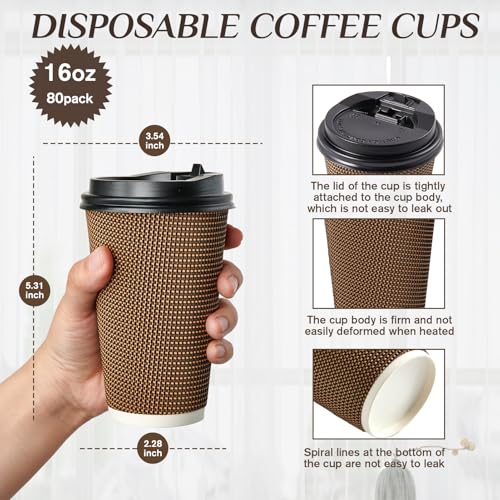 80 Pack 16 oz Disposabel Paper Cups (16OZ)
